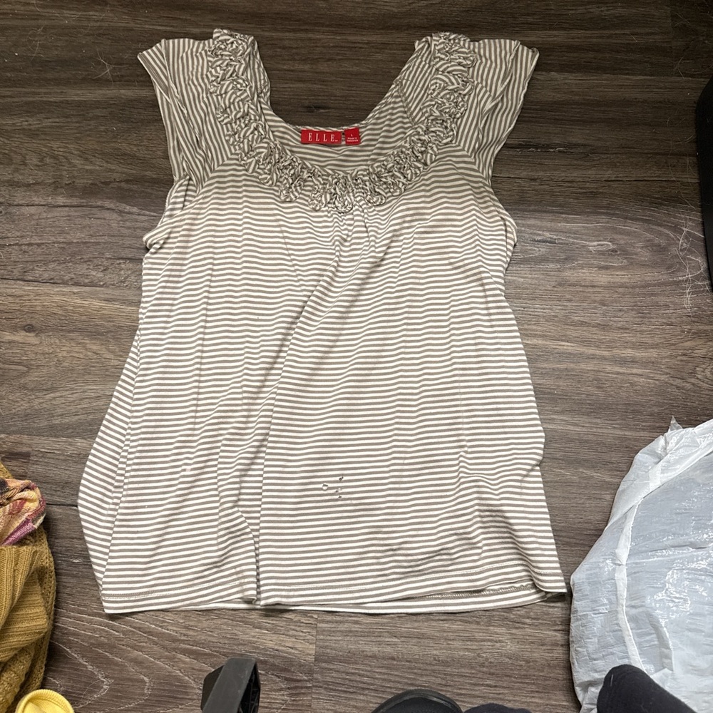 Elle Women's Ruffled Striped Blouse